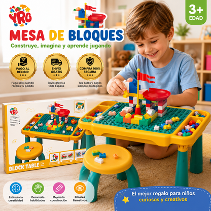 Juego de mesa y silla con bloques de construcción 120 pcs