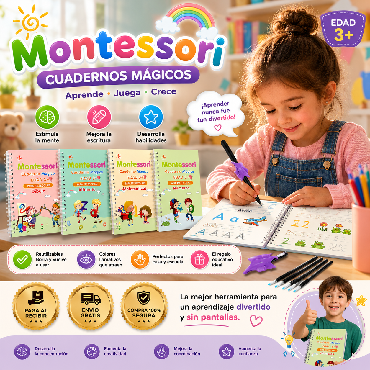 Cuaderno mágico de escritura para Niños 4und 📚