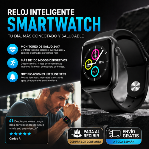 Smartwatch serie 10 con pantalla 2.2 pulgadas negro ⌚️✅
