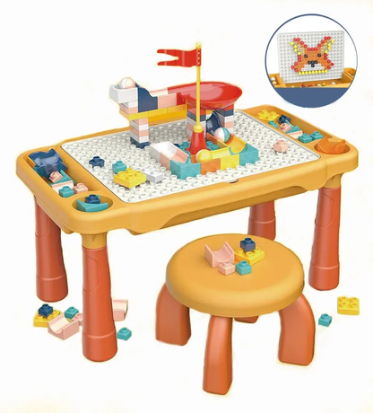 Juego de mesa y silla con bloques de construcción 120 pcs