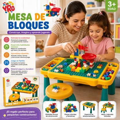 Juego de mesa y silla con bloques de construcción 120 pcs
