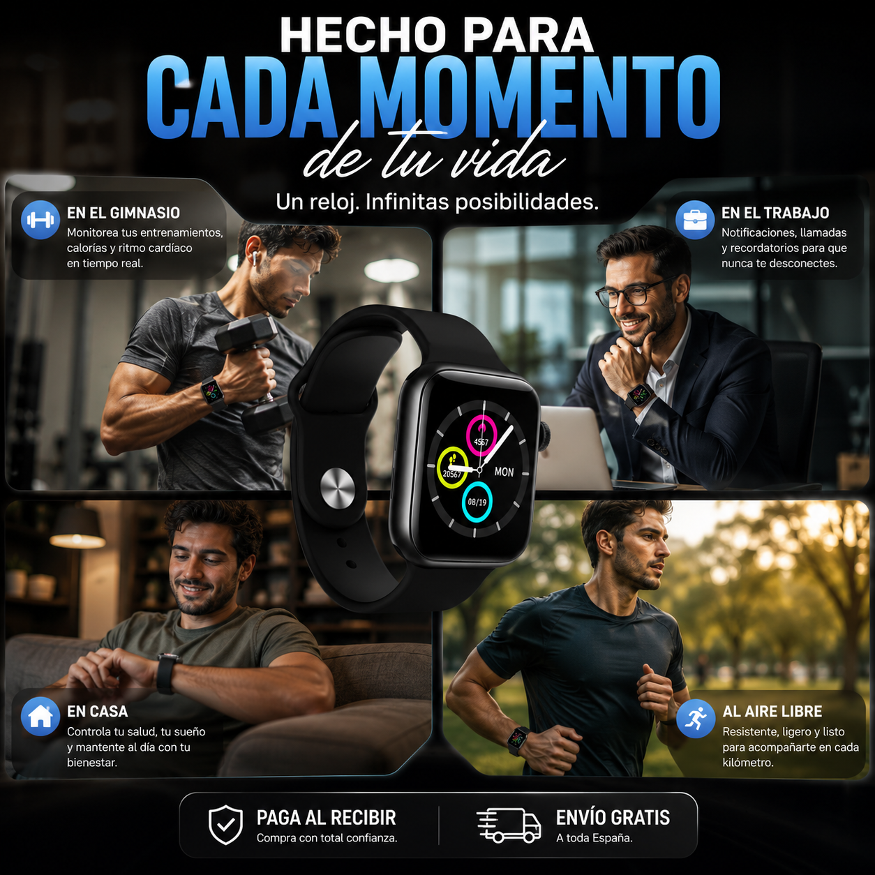 Smartwatch serie 10 con pantalla 2.2 pulgadas negro ⌚️✅